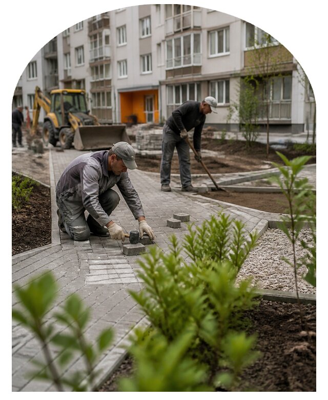 Благоустройство двора многоквартирного дома в Клине